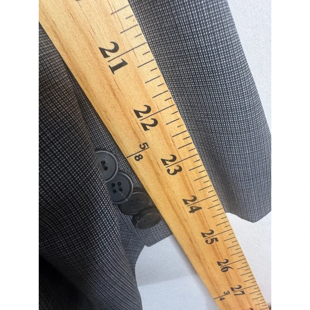 Z Zegna City Grey Wool Micro Check 2 Button Suit Jacket Blazer Size 40